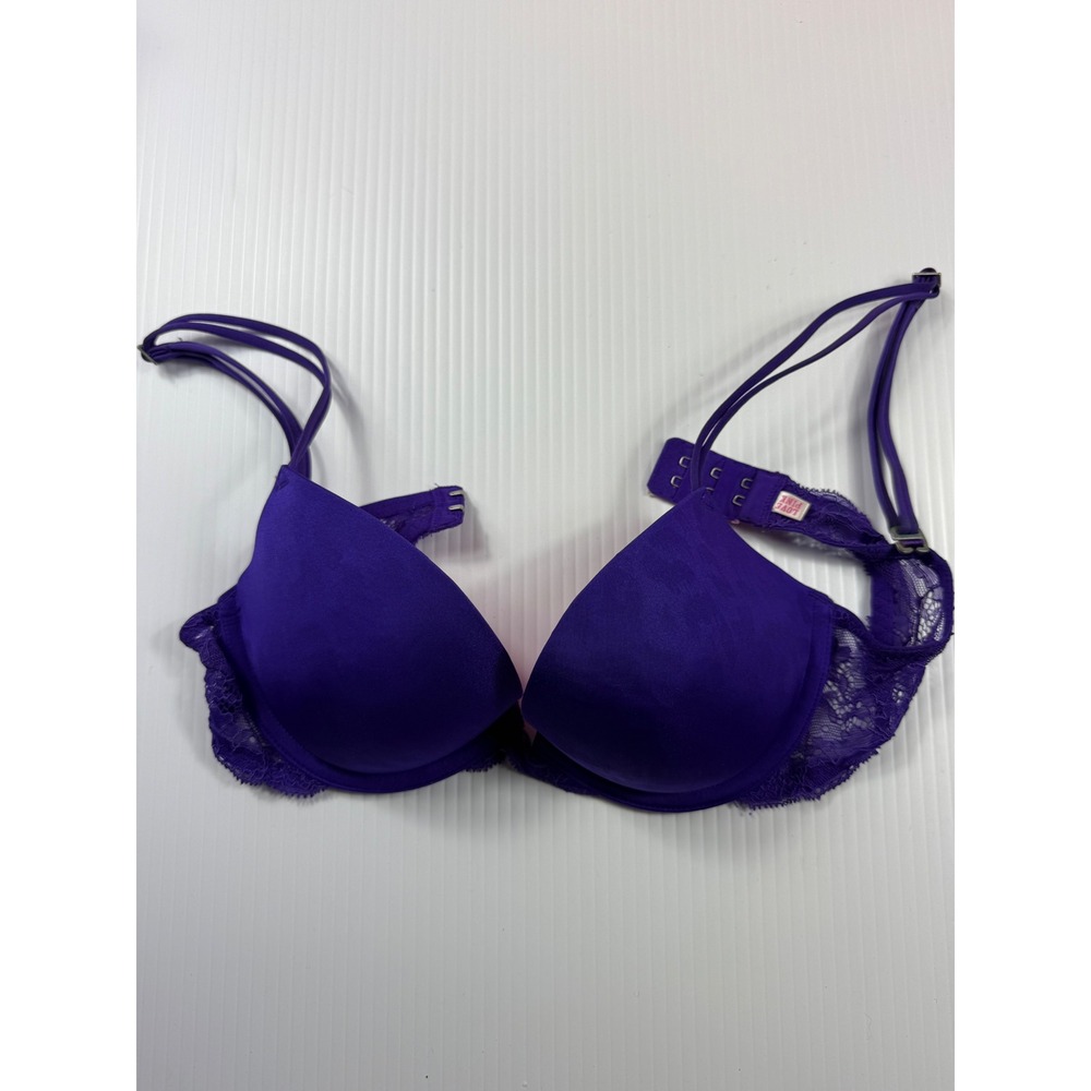 PINK Push-Up Plunge Bra Purple Lace Detail‎ Sexy Lingerie 34B